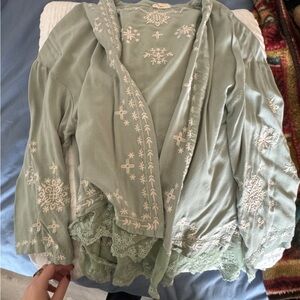 Green Boho Lace‎ Kimono